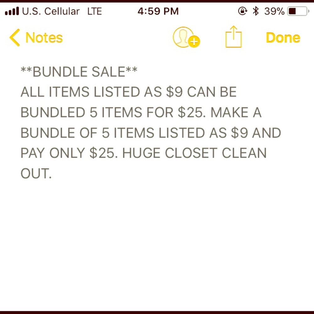 BUNDLE SALE 5 items = $25